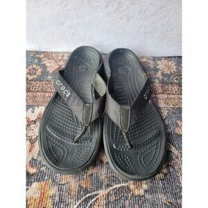 Crocs Athens Flip Flops Black Thong Sandals Mens 10 Womens 12 Comfort Casual